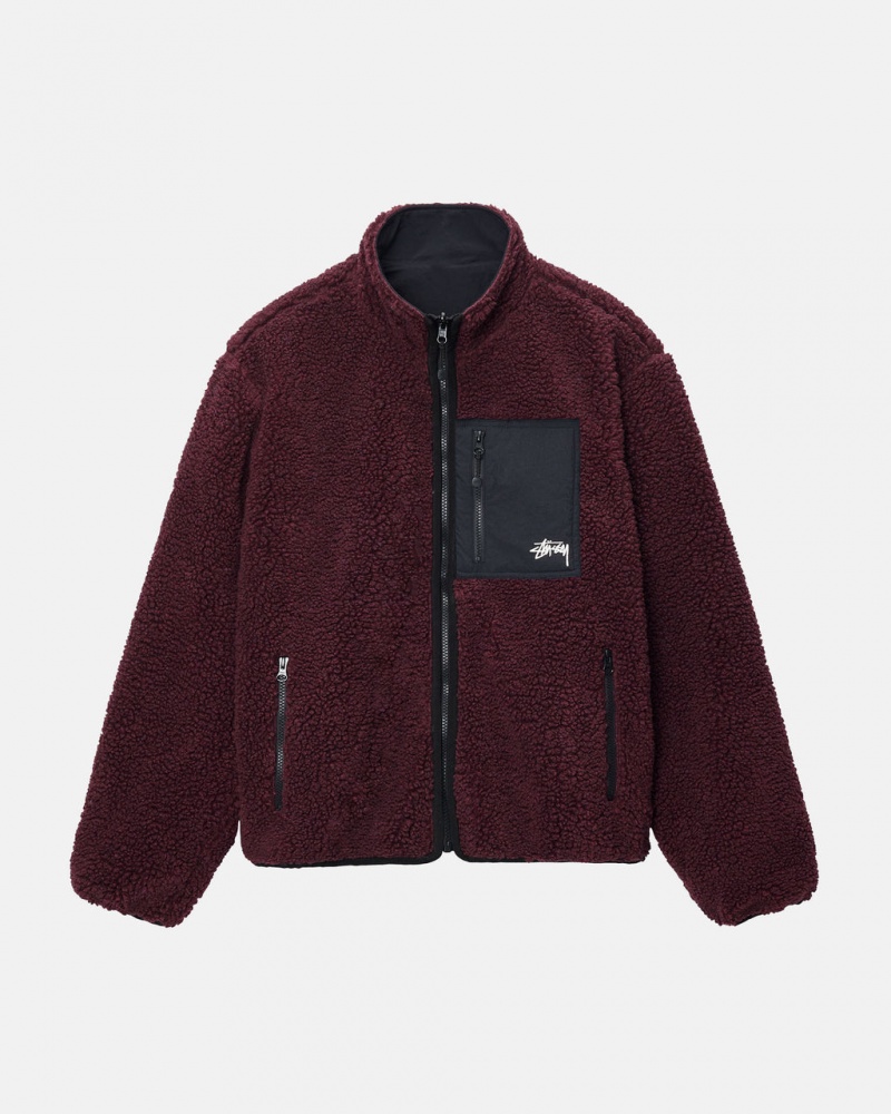 Stussy Sherpa Reversible Jacket - Unisex Jackets Bordeaux | MNLHR24470