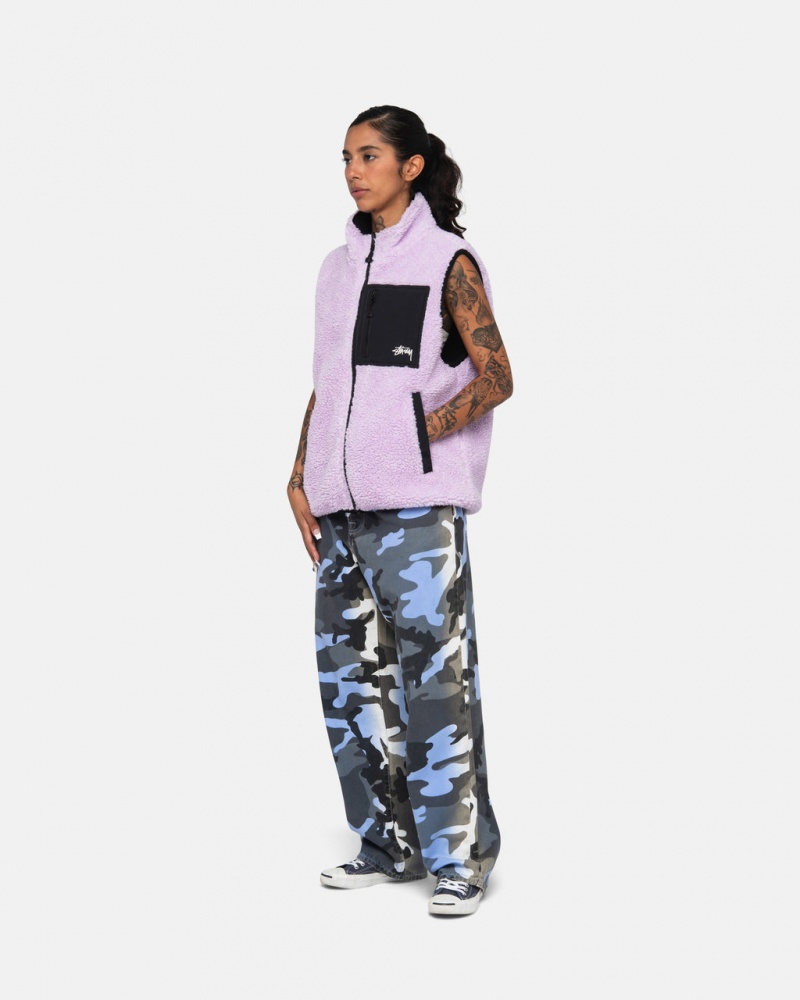 Stussy Sherpa Reversible Vest - Unisex Jackets Lavendel | QNLUV24904