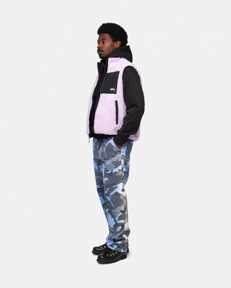 Stussy Sherpa Reversible Vest - Unisex Jackets Lavendel | QNLUV24904