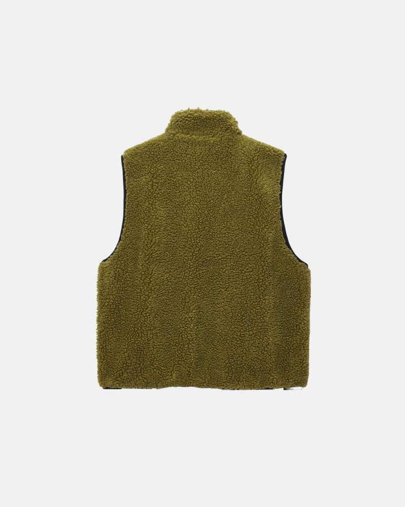 Stussy Sherpa Reversible Vest - Unisex Jackets Olijfgroen | DNLKV59169