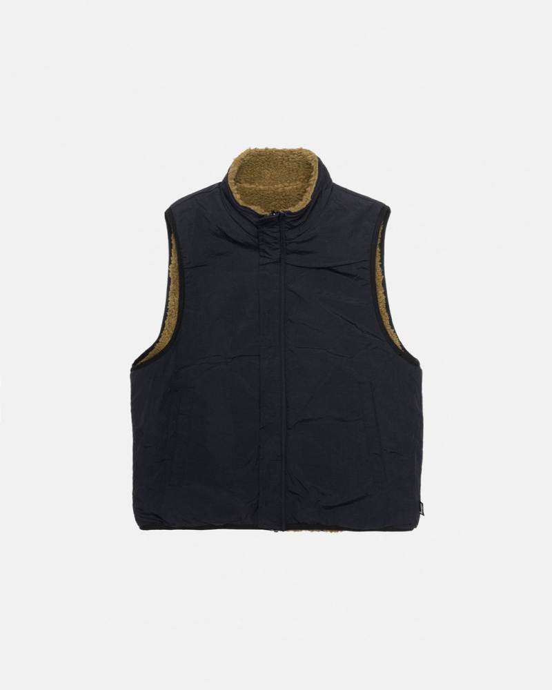 Stussy Sherpa Reversible Vest - Unisex Jackets Olijfgroen | DNLKV59169