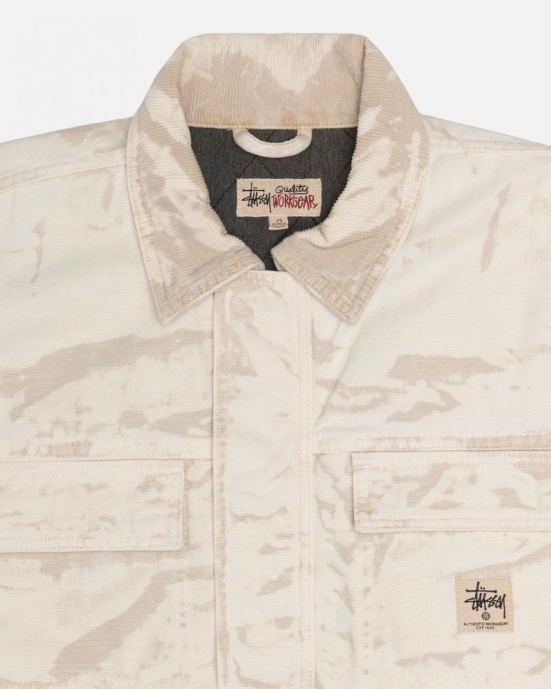 Stussy Shop Jacket Distressed Canvas - Unisex Jackets Khaki | NLEAH31439