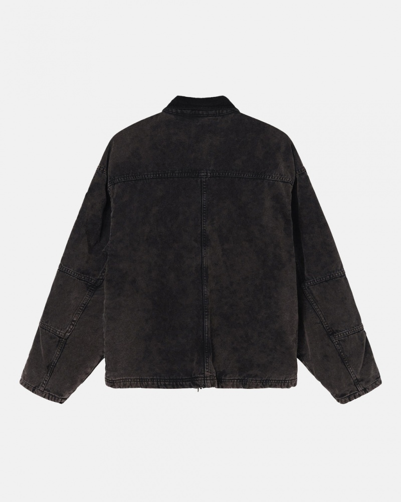 Stussy Shop Jacket Washed Canvas - Unisex Jackets Zwart | ANLDF79496