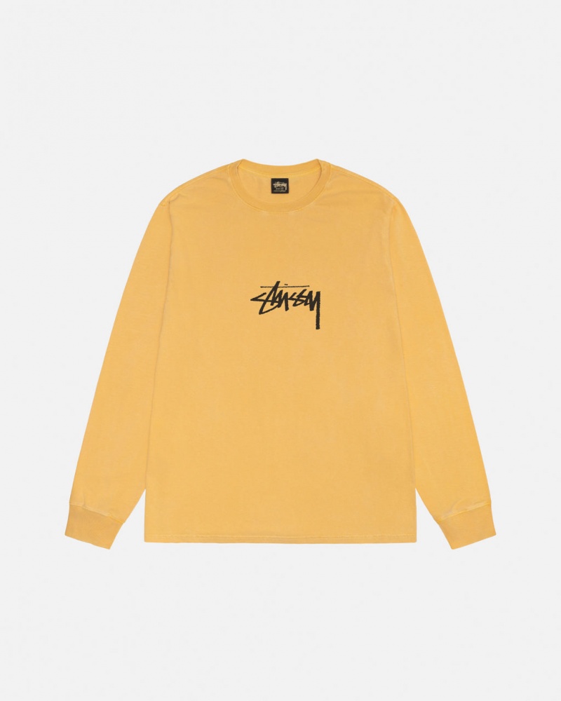 Stussy Small Stock LS Tee Pigment Dyed - Unisex Longsleeve Oranje | BNLSO16631