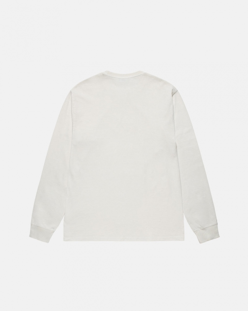 Stussy Small Stock LS Tee Pigment Dyed - Unisex Longsleeve Beige | NLJVR82372