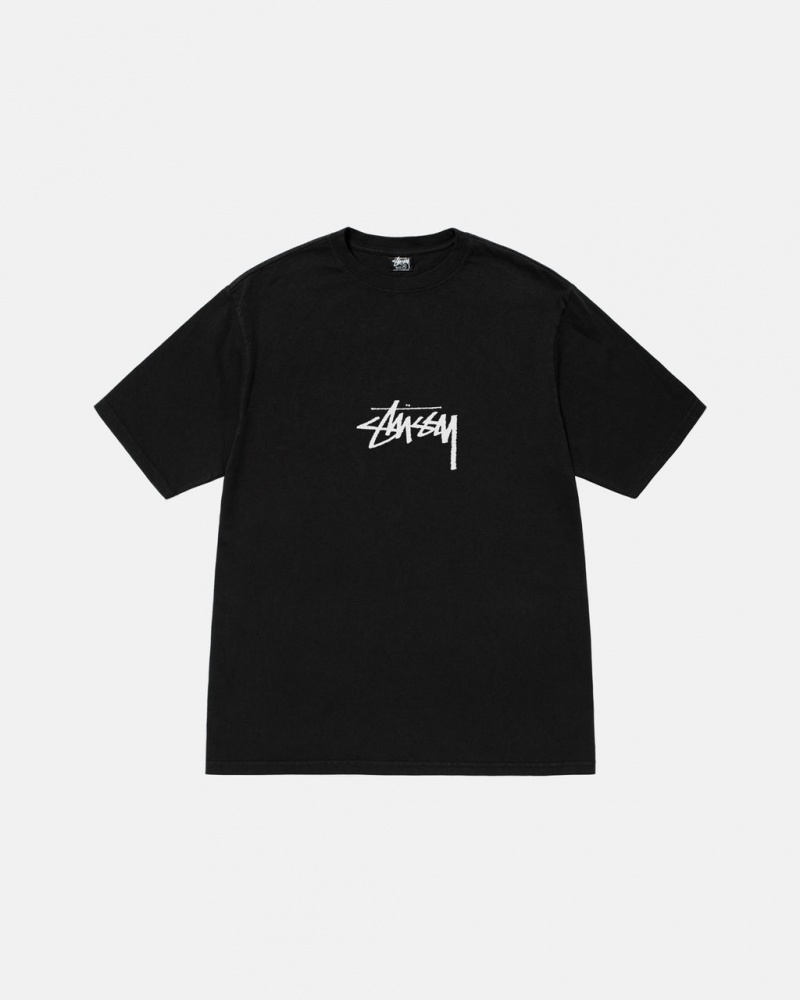 Stussy Small Stock Tee Pigment Dyed - Unisex Shortsleeve Zwart | SNLVO41546