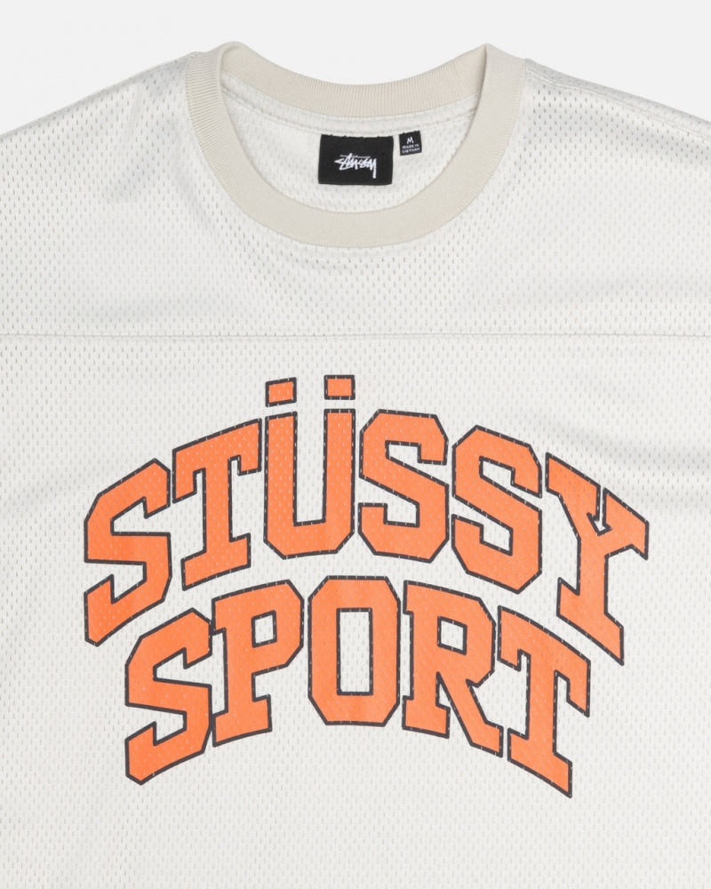 Stussy Sport Mesh Football Jersey - Unisex Sweaters Knits Beige | QNLUV80310