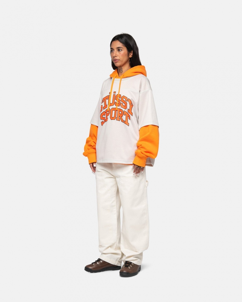 Stussy Sport Mesh Football Jersey - Unisex Sweaters Knits Beige | QNLUV80310