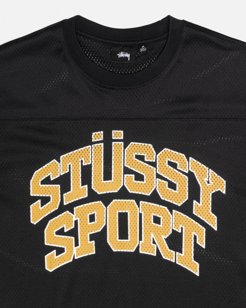 Stussy Sport Mesh Football Jersey - Unisex Sweaters Knits Zwart | QNLUV61818