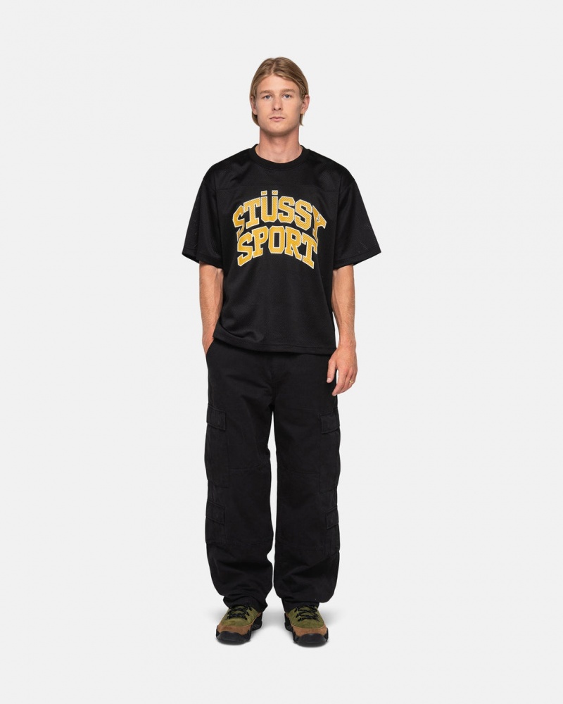 Stussy Sport Mesh Football Jersey - Unisex Sweaters Knits Zwart | QNLUV61818