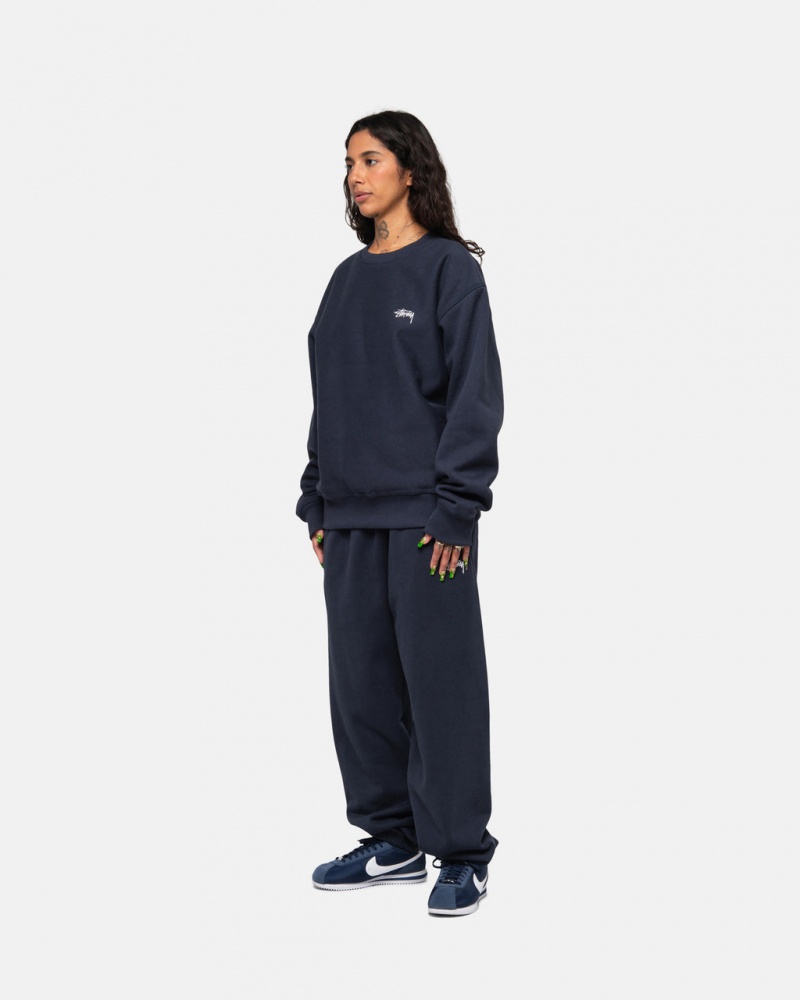 Stussy Stock Logo Crew - Unisex Hoodies Donkerblauw | TNLWZ72012