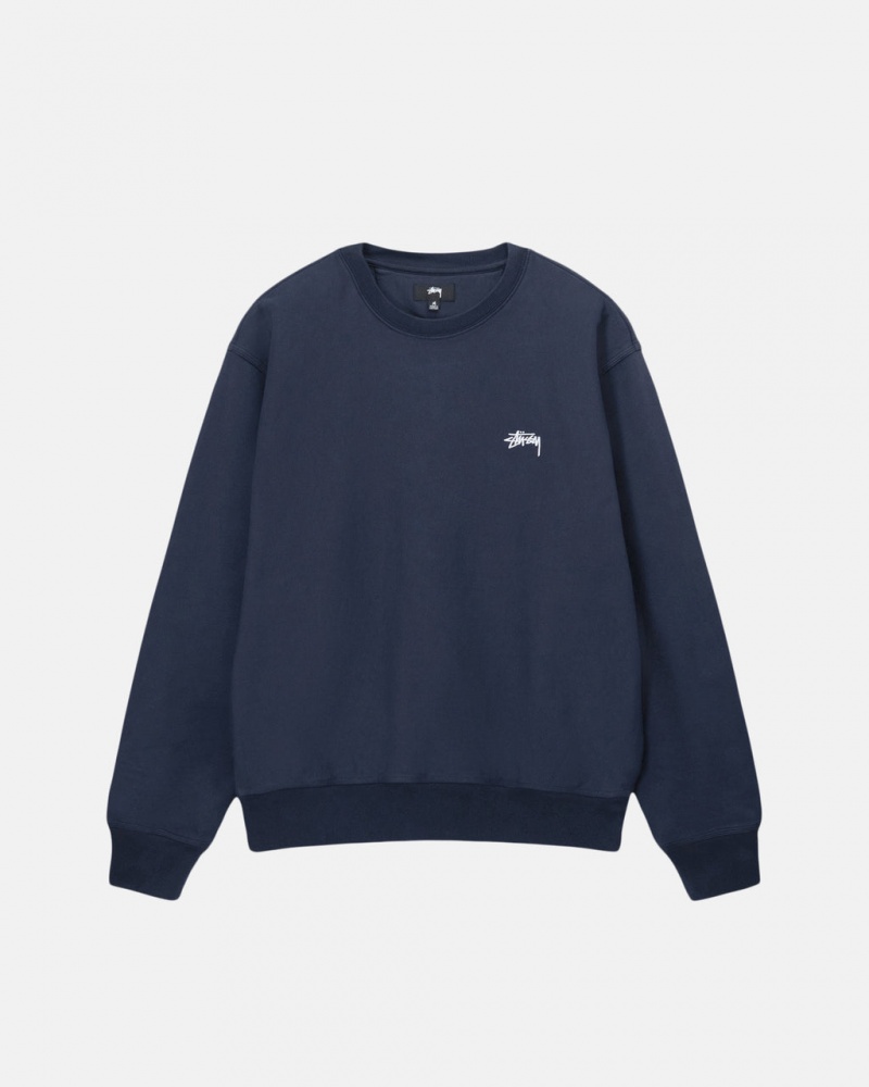 Stussy Stock Logo Crew - Unisex Hoodies Donkerblauw | TNLWZ72012