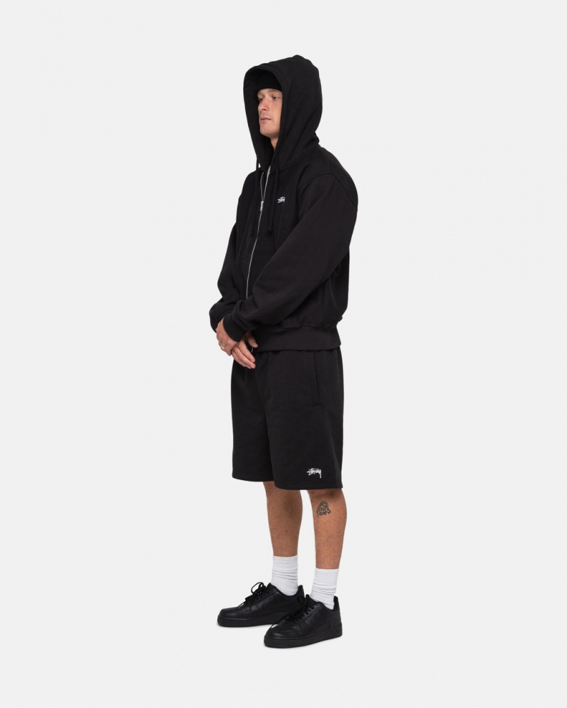 Stussy Stock Logo Sweatshort - Unisex Shorts Trunks Zwart | NLICD96748