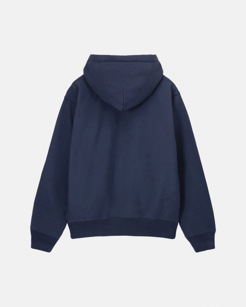 Stussy Stock Logo Zip Hoodie - Unisex Hoodies Donkerblauw | DNLKV64887