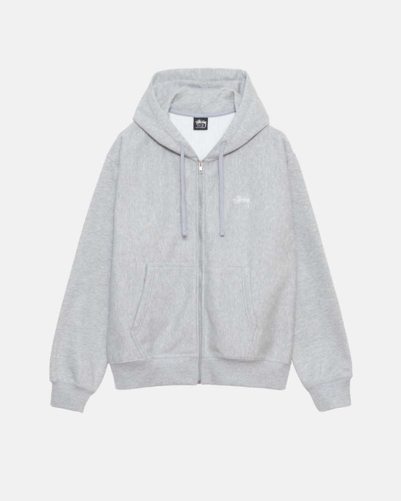 Stussy Stock Logo Zip Hoodie - Unisex Hoodies Grijs | TNLWZ31794