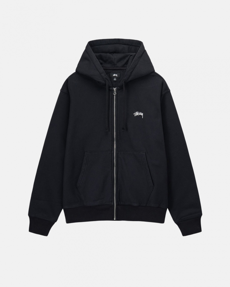 Stussy Stock Logo Zip Hoodie - Unisex Hoodies Zwart | PNLER26953