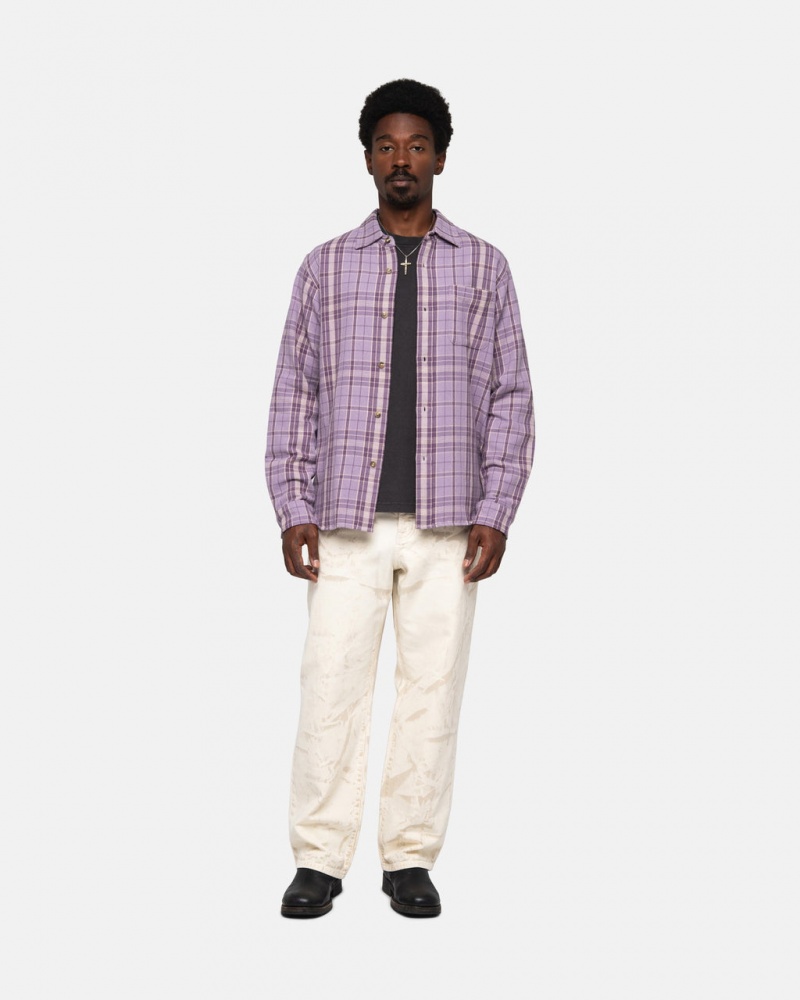 Stussy Stones Plaid Shirt - Unisex Tops Lavendel | NLCIF40987