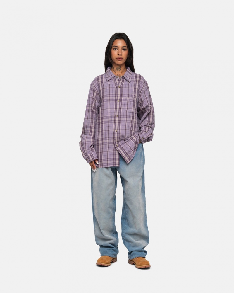 Stussy Stones Plaid Shirt - Unisex Tops Lavendel | NLCIF40987