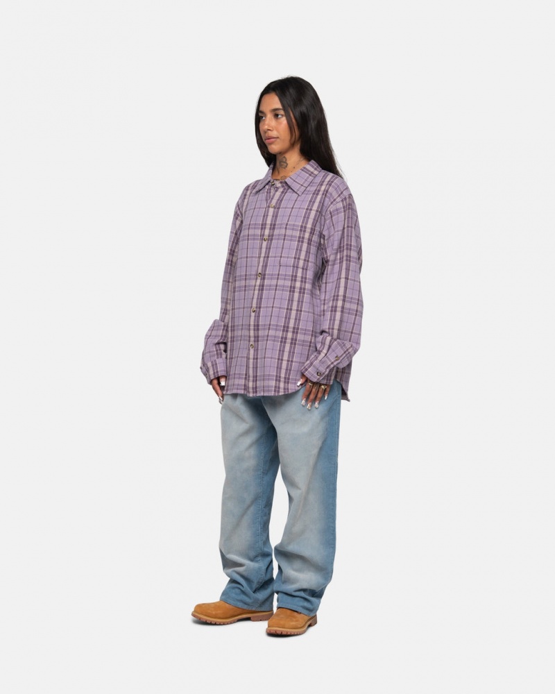 Stussy Stones Plaid Shirt - Unisex Tops Lavendel | NLCIF40987