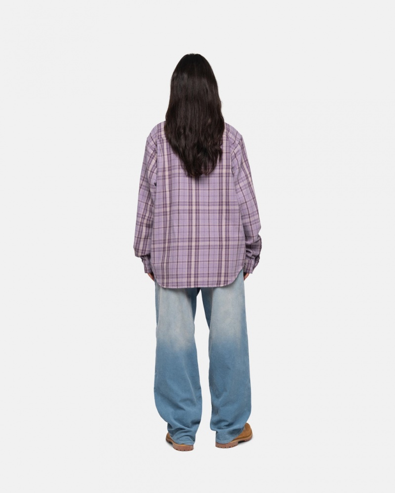 Stussy Stones Plaid Shirt - Unisex Tops Lavendel | NLCIF40987