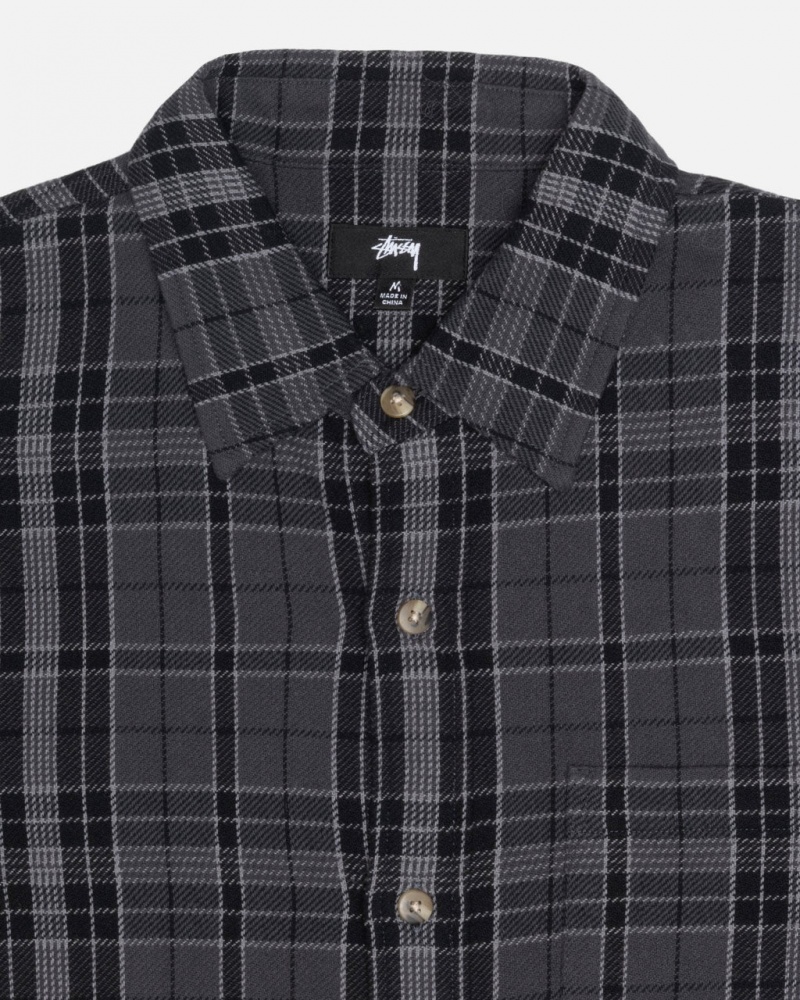 Stussy Stones Plaid Shirt - Unisex Tops Zwart | DNLVO72680