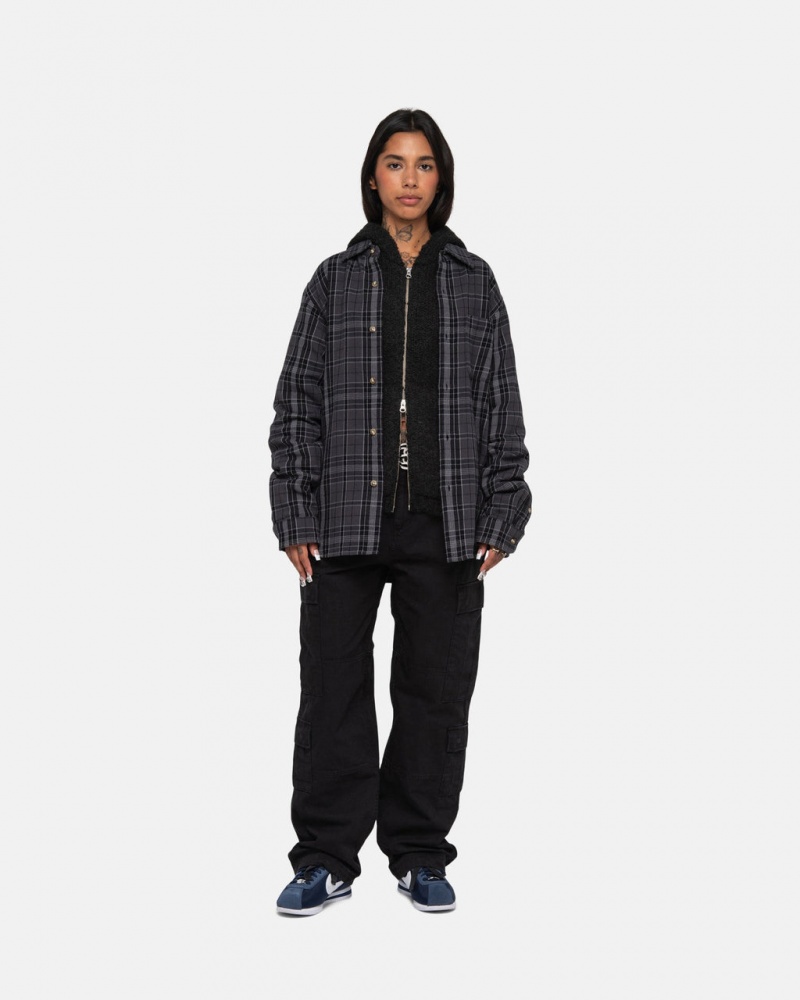 Stussy Stones Plaid Shirt - Unisex Tops Zwart | DNLVO72680