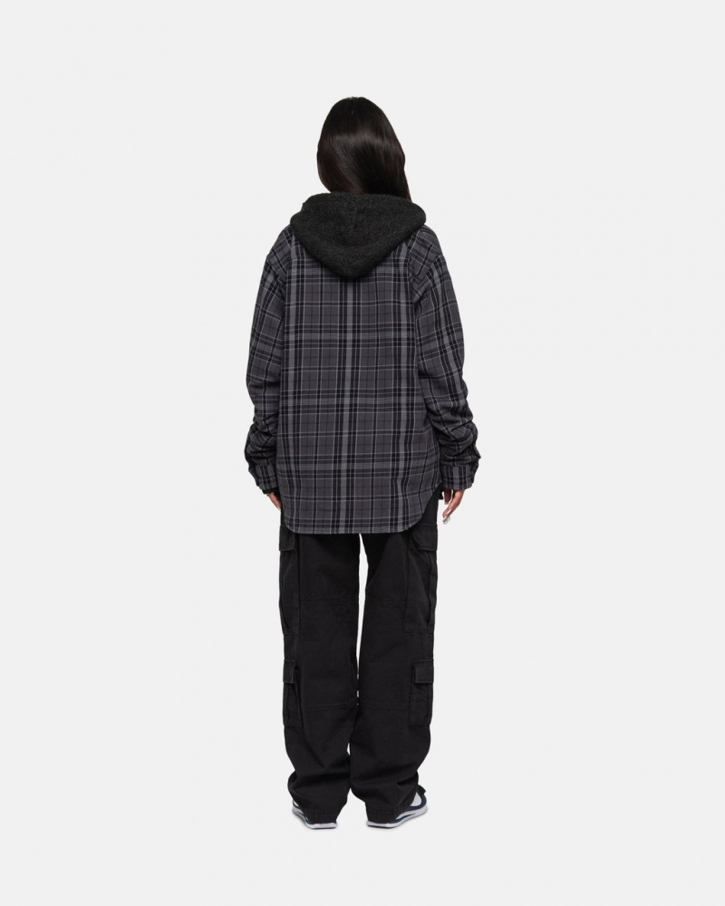 Stussy Stones Plaid Shirt - Unisex Tops Zwart | DNLVO72680