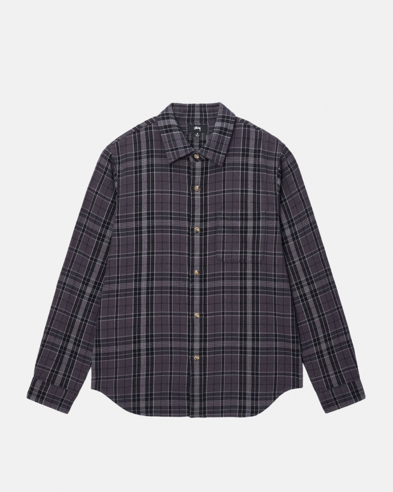 Stussy Stones Plaid Shirt - Unisex Tops Zwart | DNLVO72680