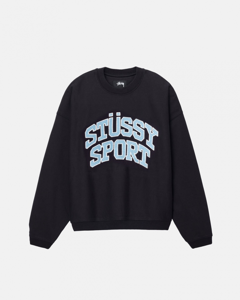 Stussy Stüssy Sport Relaxed Oversized Crew - Unisex Hoodies Zwart | XNLGW60691