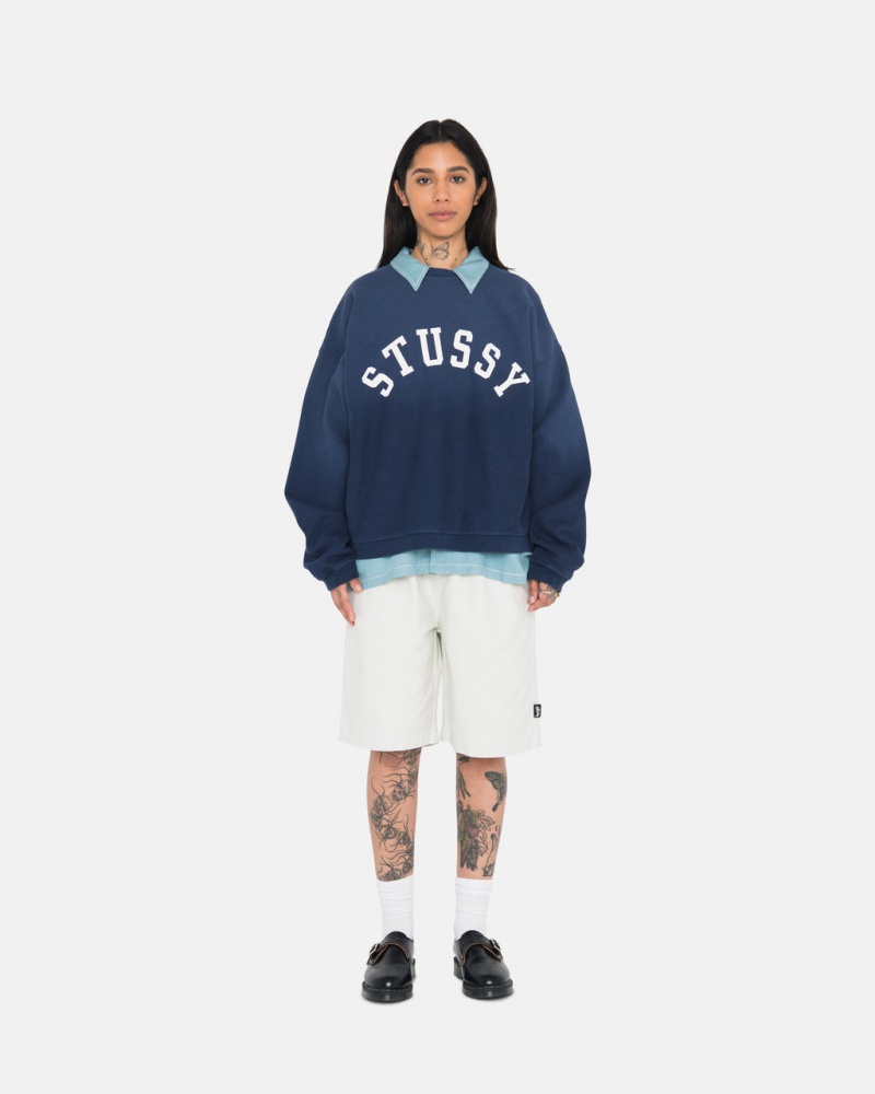 Stussy Sun Faded Oversized Crew - Unisex Hoodies Donkerblauw | GNLUC73453