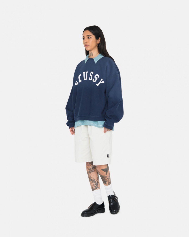 Stussy Sun Faded Oversized Crew - Unisex Hoodies Donkerblauw | GNLUC73453