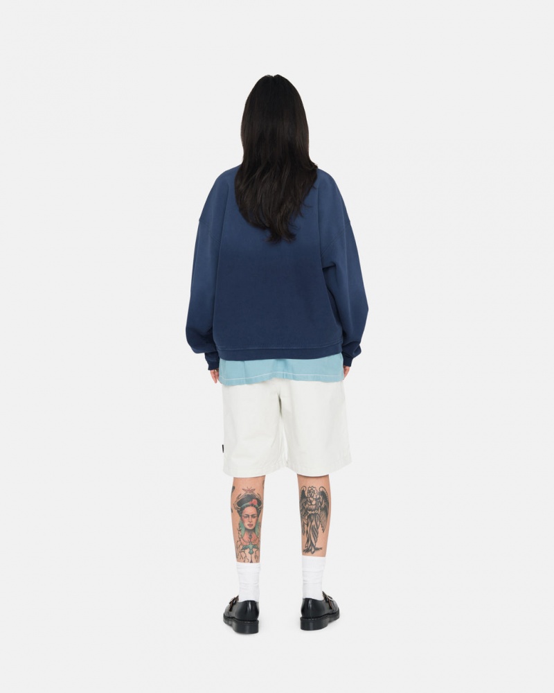 Stussy Sun Faded Oversized Crew - Unisex Hoodies Donkerblauw | GNLUC73453