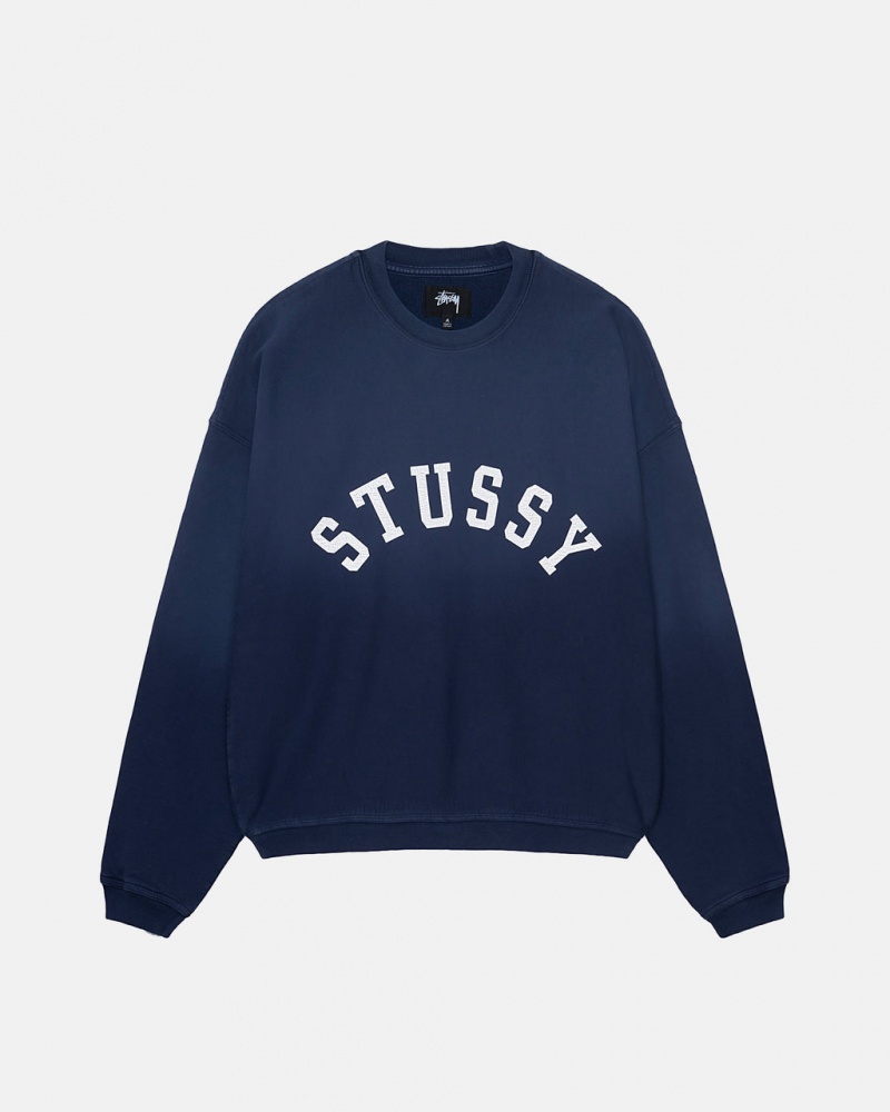 Stussy Sun Faded Oversized Crew - Unisex Hoodies Donkerblauw | GNLUC73453