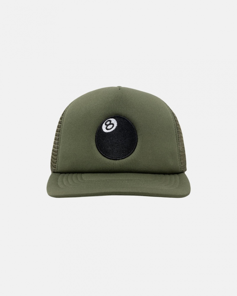 Stussy Trucker 8 Ball Snapback - Unisex Olijfgroen | NLNEJ22449