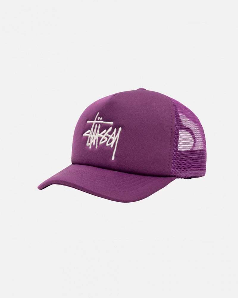 Stussy Trucker Big Basic Snapback - Unisex Paars | NLZPD23246