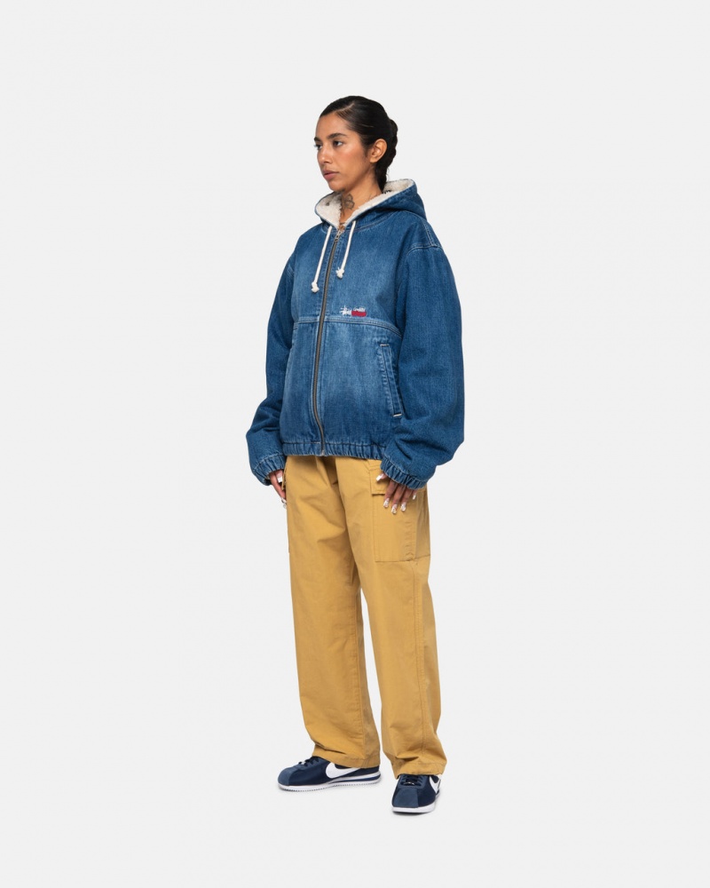 Stussy Werk Jacket Denim Sherpa - Unisex Jackets Blauw | FNLHY67731