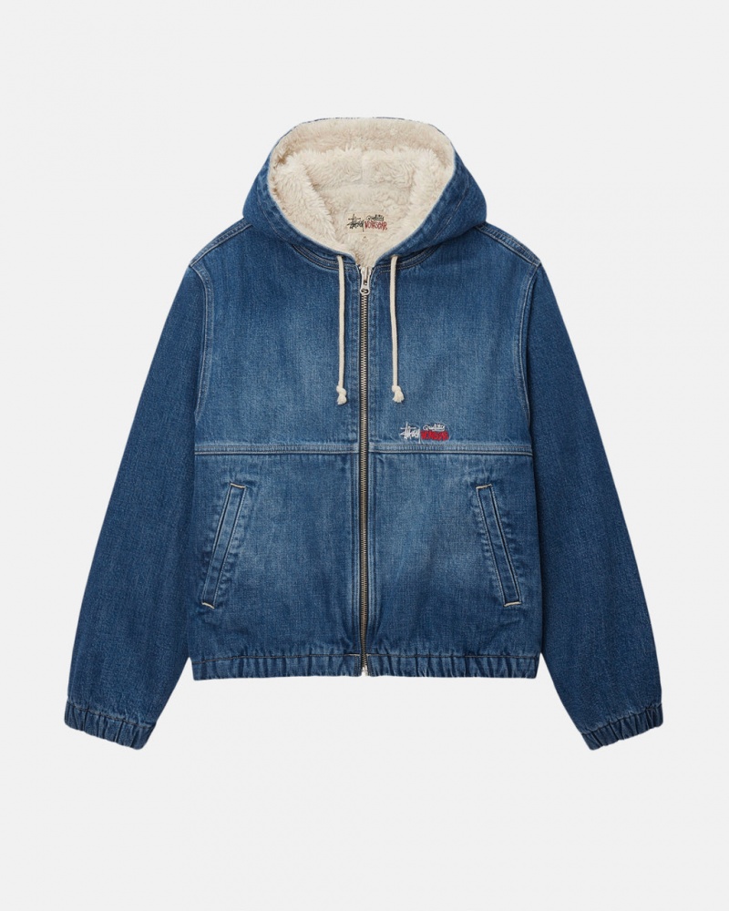 Stussy Werk Jacket Denim Sherpa - Unisex Jackets Blauw | FNLHY67731