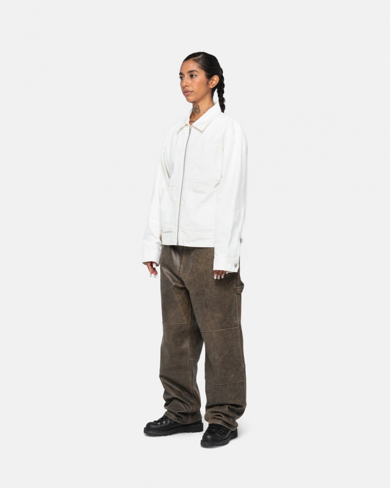 Stussy Zip Werk Jacket Overdyed - Unisex Jackets Beige | YNLVQ23410